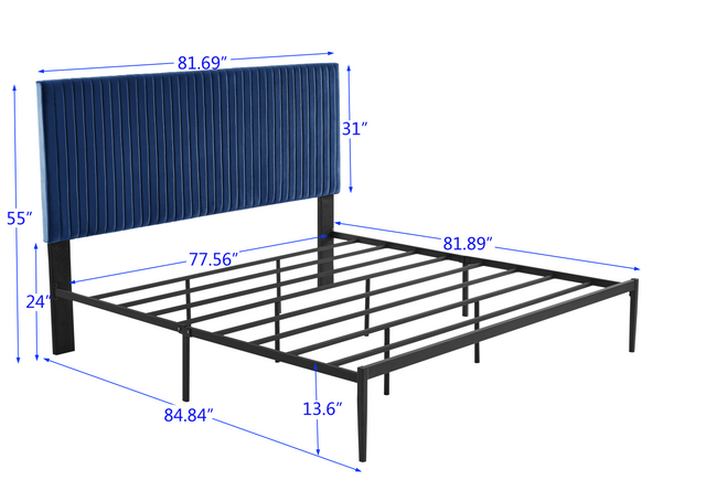B110 King bed Beautiful line stripe cushion headboard  Strong iron frame with high temperature paint