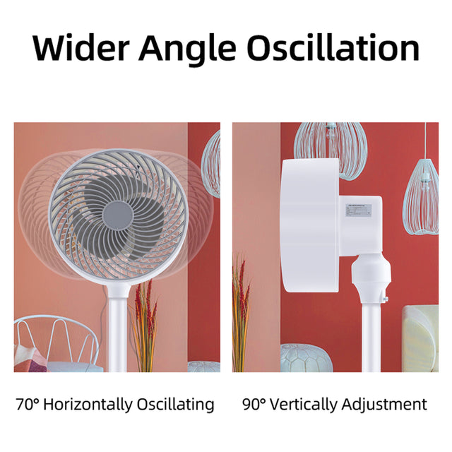 Simple Deluxe 7 inch Stand Fan, 3 Speeds & 3 Modes, 15 Hours Timer, 70° Oscillating Circulating Fan, with Remote Control, Air Circulation Fan for Room, Indoor,White