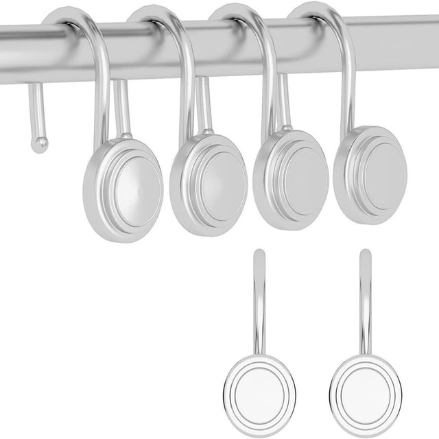 Silver Shower Curtain Hook, Zinc Alloy Hook, Round, Set of 12