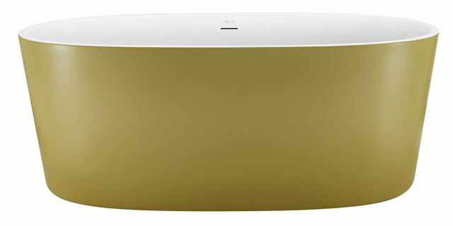 63" 100% Acrylic Freestanding Bathtub,Contemporary Soaking Tub,White inside and gold outside