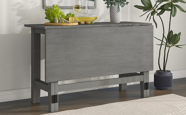 TOPMAX Farmhouse Wood Extendable Dining Table with Drop Leaf for Small Places, Gray