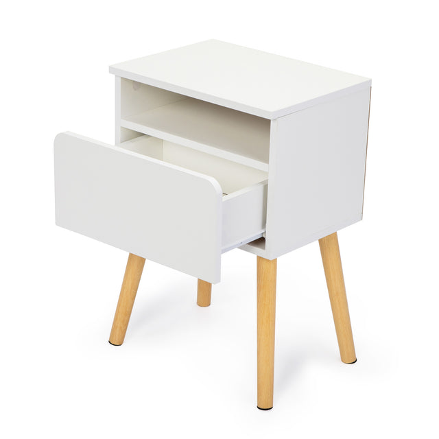 Versatile Nightstand, Bedroom End Table with Drawer, Storage Shelf, Side Table for Home & Office, White