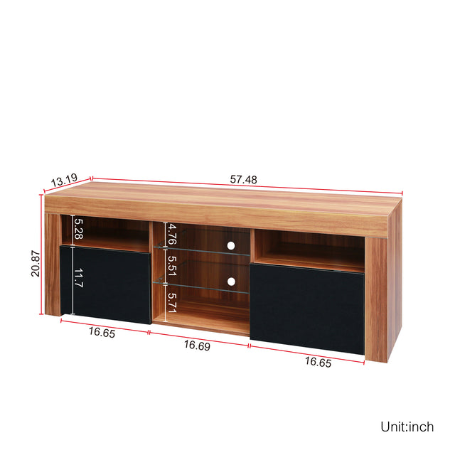 145 Modern 57" TV Stand Matte Body High Gloss Fronts with 16 Color LEDs