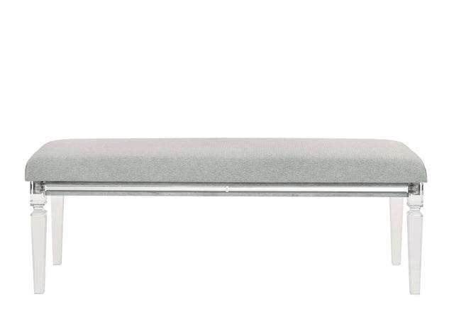 1Pc Glam Style Bench Upholstered Light Grey Brown Fabric Contemporary Style Bedroom Living Room Fabric/Plastic