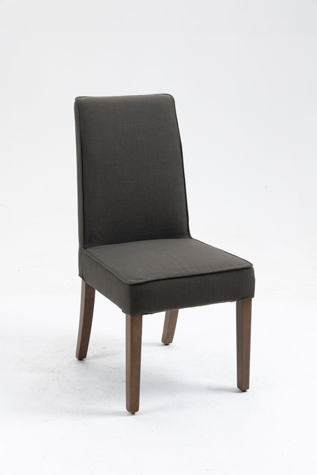 Cover Removable Interchangeable and Washable Gray Linen Upholstered Parsons Chair with Solid Wood Legs 2 PCS
