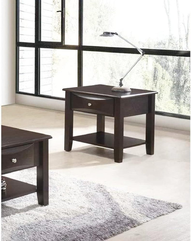 Simple Modern Look Wooden End Table Living Room Sofa Side Table Venner DrawerAnd Shelf