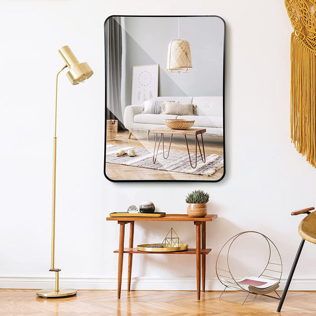 Black 24 "x36" Metal Rectangular Bathroom Wall Mirror