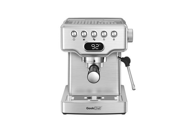 Geek Chef Espresso Machine,20 bar espresso machine with milk frother for latte,cappuccino,Machiato,for home espresso maker,1.8L Water Tank,Stainless Steel Complimentary ESE Filter Ban on Amazon