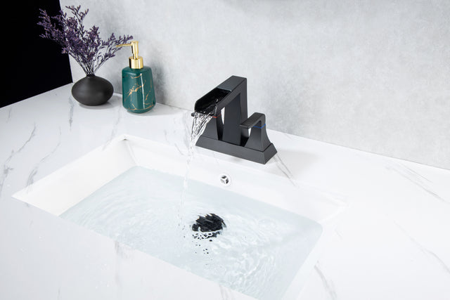 2-Handle Lavatory Faucet Brushed Nickel Bathroom Sink Faucet with Metal Pop-up Drain and Faucet Supply Lines