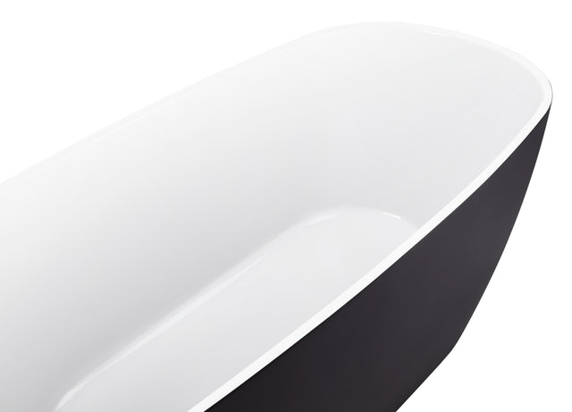 59" 100% Acrylic Freestanding Bathtub,Contemporary Soaking Tub,white inside and gray outside