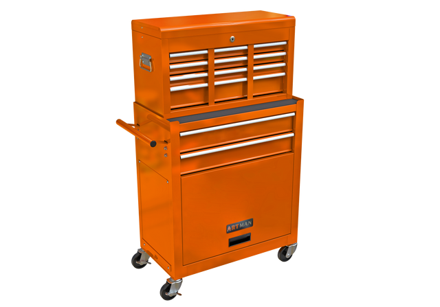High Capacity Rolling Tool Chest with Wheels and Drawers, 8-Drawer Tool Storage Cabinet--ORANGE