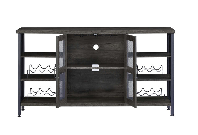 JHX Industrial Wine Bar Cabinet, Liquor Storage Credenza, Sideboard with Wine Racks & Stemware Holder (Dark Grey, 55.12''w x 13.78''d x 30.31' ' h)