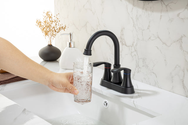 2-Handle Lavatory Faucet Brushed Nickel Bathroom Sink Faucet with Metal Pop-up Drain and Faucet Supply Lines