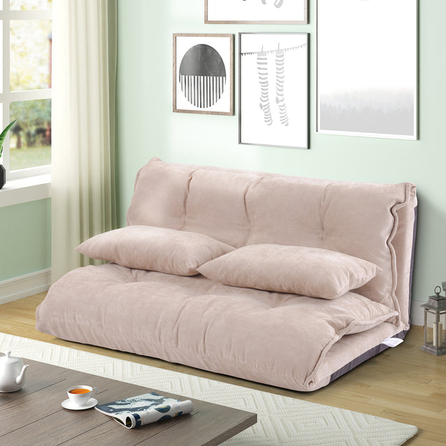 Orisfur. Lazy Sofa Adjustable Folding Futon Sofa Video Gaming Sofa with Two Pillows