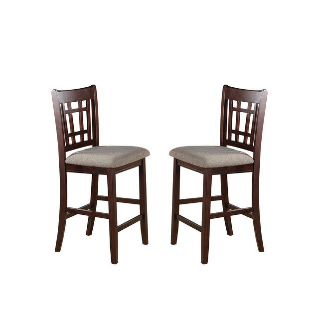 Neena Height Chair with Beige Upholstered Seat, Set of 2, Brown