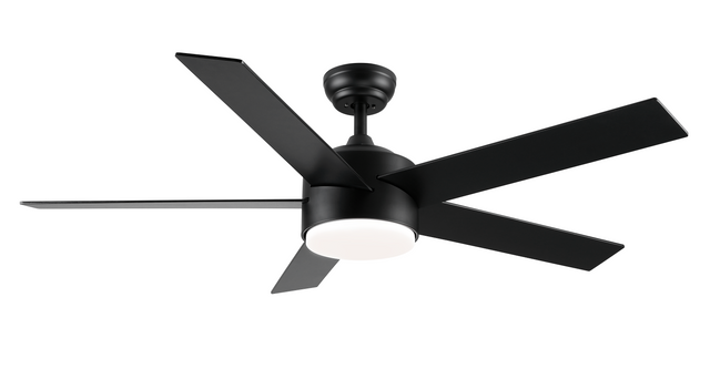 52" Integrated LED Light Matte Black Blade Ceiling Fan with Remote Control