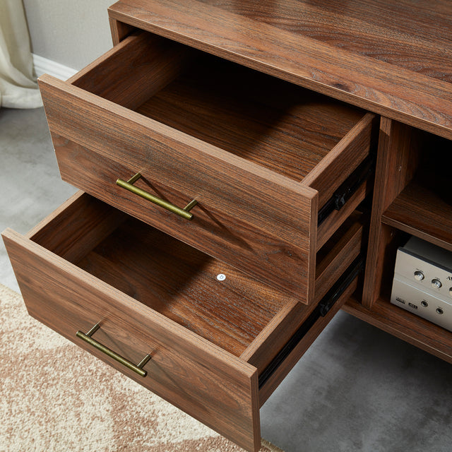 55" Mid Century TV Stand Entertainment Center, Wooden TV Console Cabinet