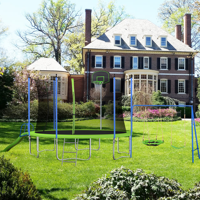 12FT TRAMPOLINE WITH SWING AND SLIDE