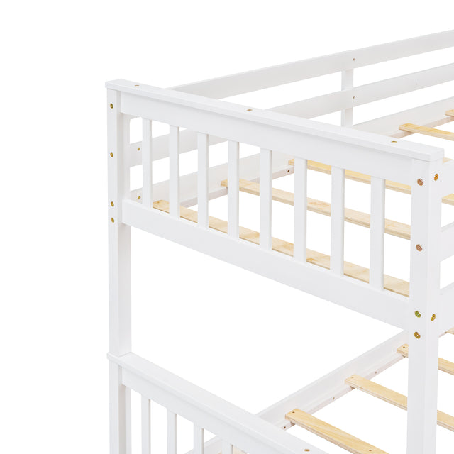 Twin-Over-Full Bunk Bed with Ladders and Two Storage Drawers (White) ( old sku:LT000165AAK)