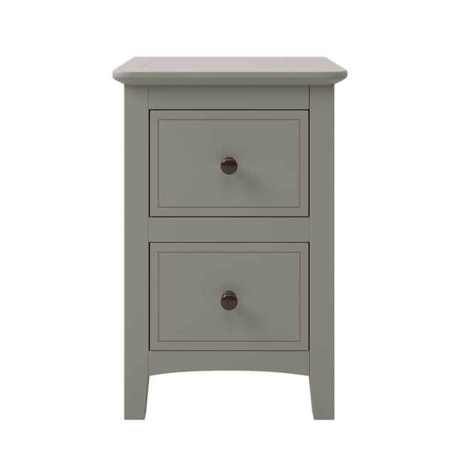 2 Drawers Solid Wood Nightstand End Table, Gray