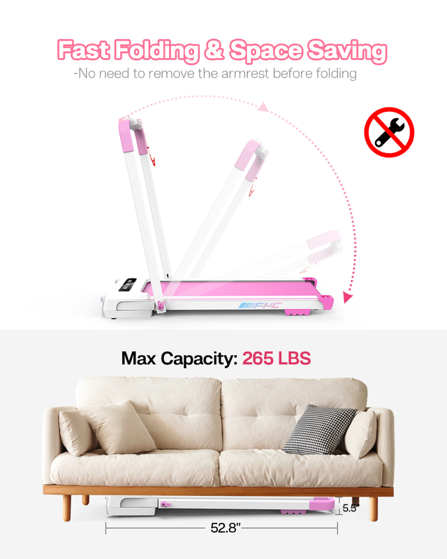 FYC 2 in 1 Under Desk Treadmill - 2.5 HP Folding Treadmill for Home, Installation-Free Foldable Treadmill Compact Electric Running Machine, Remote Control & LED Display Walking Running Jogging