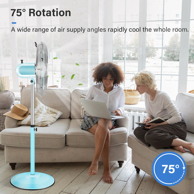 16 Inch High Velocity Stand Fan, Adjustable Heights, 75°Oscillating, Low Noise, Quality Made Fan with 3 Settings Speeds, Heavy Duty Metal for Industrial, Commercial, Residential, Color: Green