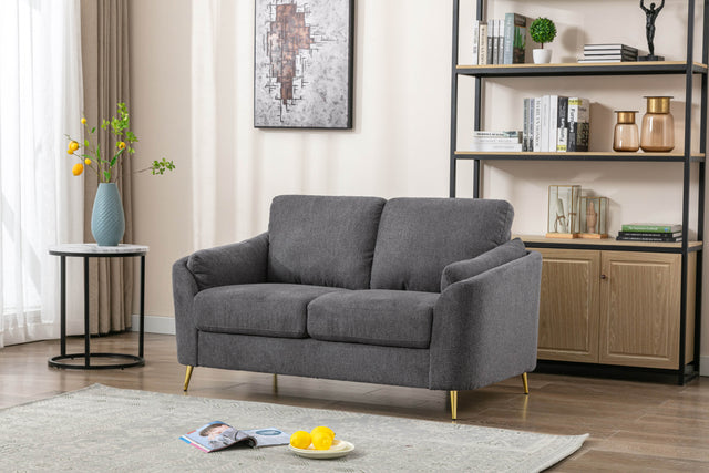 Contemporary 1pc Loveseat Dark Gray with Gold Metal Legs Plywood Pocket Springs and Foam Casual Living Room Furniture