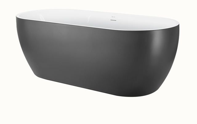65" 100% Acrylic Freestanding Bathtub,Contemporary Soaking Tub,white inside and gray outside