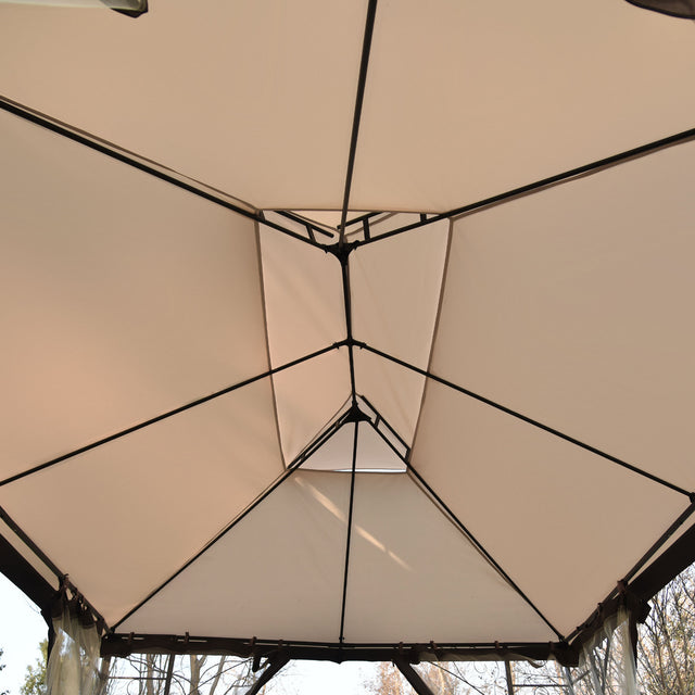 U_STYLE 13 Ft. W x 9.7 Ft. D Iron Patio Outdoor Gazebo, Double Roof Soft Canopy Garden Backyard Gazebo with Mosquito Netting Suitable for Lawn, Garden, Backyard and Deck