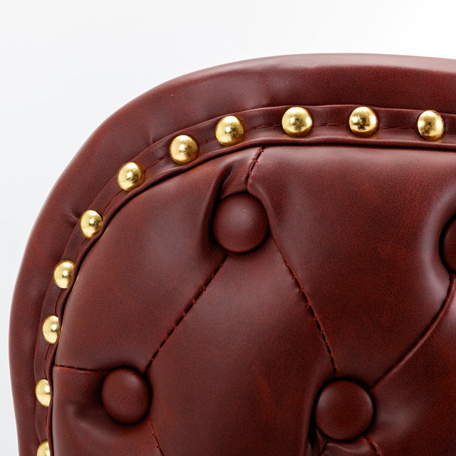 A&A Furniture,Swivel Barstools Adjusatble Seat Height, Modern PU Upholstered Bar Stools with the whole Back Tufted, for Home Pub and Kitchen Island(Wine Red, Burgundy, Set of 2)