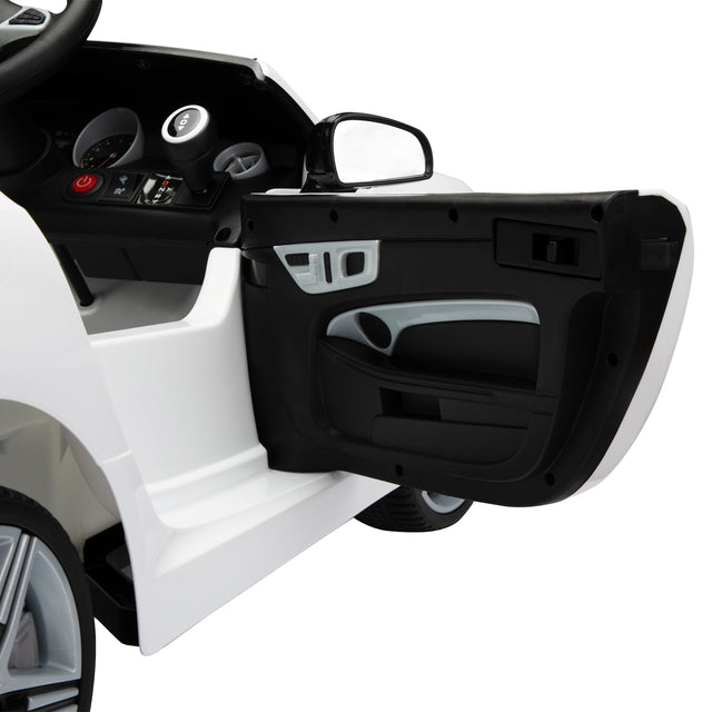 Licensed Benz, 12V kids Ride On Electric Car for Ages 3-6, LED Head Lights, Safe Belt, Double Doors, 2 Speeds, Gift -White
