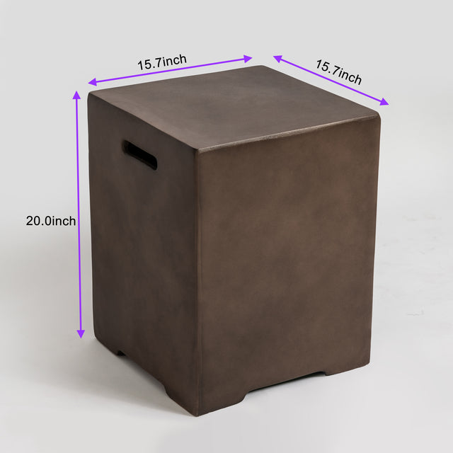 Outdoor Concrete Fire Pit Table with Propane Tank Cover-Brown
