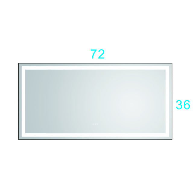 72 in. W x 36 in. H LED Single Bathroom Vanity Mirror in Polished Crystal Bathroom Vanity LED Mirror with 3 Color Lights Mirror for Bathroom Wall Smart Lighted Vanity Mirrors
