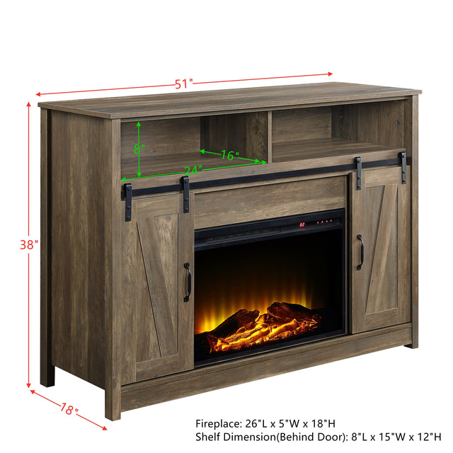 ACME Tobias Fireplace in Rustic Oak Finish AC00274