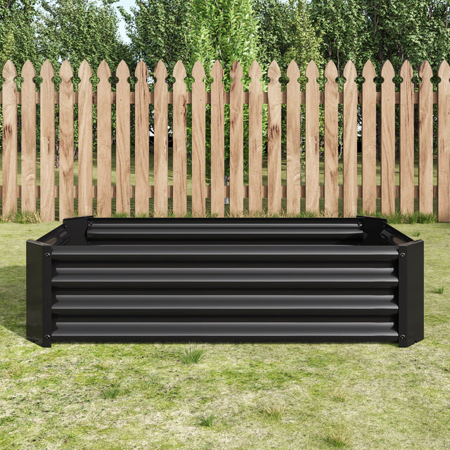 Metal Raised Garden Bed, Rectangle Raised Planter 4×2×1ft for Flowers Plants, Vegetables Herb Veezyo Black