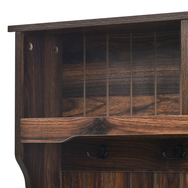 U-Can Hall Tree with 4 Hooks and Hinged Lid, Coat Hanger, Entryway Bench, Storage Bench, 3-in-1 Design, 69INCH, for Entrance, Hallway (Tiger)