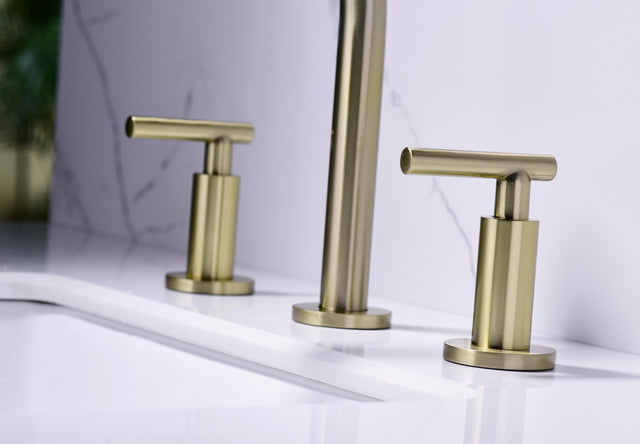 Two Handle High Arc Widespread Bathroom Sink Faucet 3 Hole