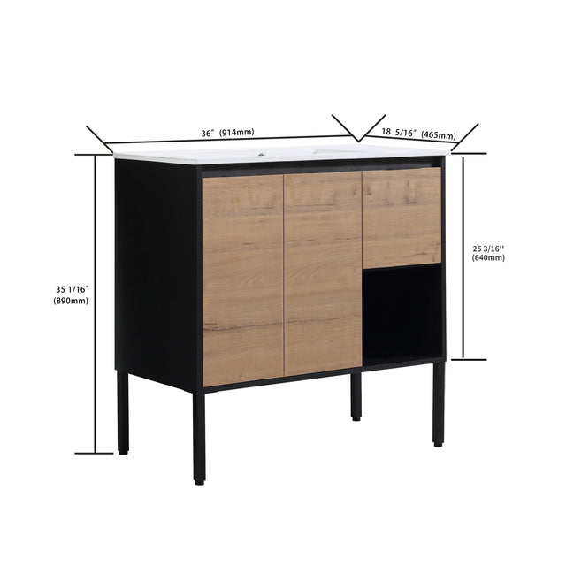 (Without Top)36 Inch Freestanding Bathroom Vanity,36x18