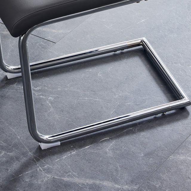 Modern Dining Chairs with Faux Leather Padded Seat Dining Living Room Chairs Upholstered Chair with Metal Legs Design for Kitchen, Living, Bedroom, Dining Room Side Chairs Set of 6 (Grey+PU Leather)