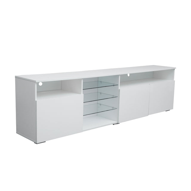 TV Stand High Gloss Doors Modern TV Stand LED (White)