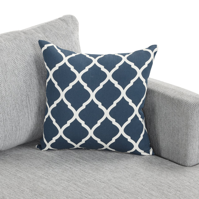 84.65" Modern Upholstered L-Shape Sofa Couch with Chaise and 2 Pillows,3-Seater Couch with rubber wood legs for Living Room,Apartment,Small Space,Light Gray