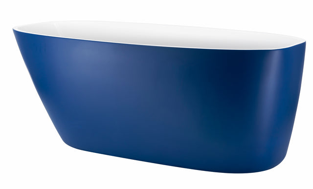 63" 100% Acrylic Freestanding Bathtub,Contemporary Soaking Tub,white inside and blue outside