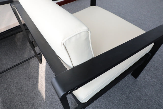 Outdoor Patio Furniture Single Armchair with Cushions in stripe for Restaurant Outdoor courtyard Garden Open-air balcony Poolside,Black aluminum fram,Modern Design