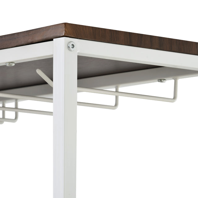 TOPMAX Updated Industrial Modern 5-Tier Baker Rack, Freestanding Bar Wine Rack Table with Glass& Cup Holders&Hooks, Dark Brown