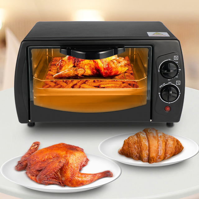 Simple Deluxe Countertop Toaster, Oven & Pizza Maker, Toaster Oven, Exquisite 4-Slice Capacity, 9 L, Black/ Matte Stainless