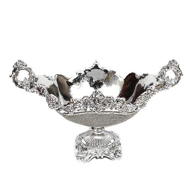 Ambrose Chrome Plated Crystal Embellished Ceramic Fruit Platter