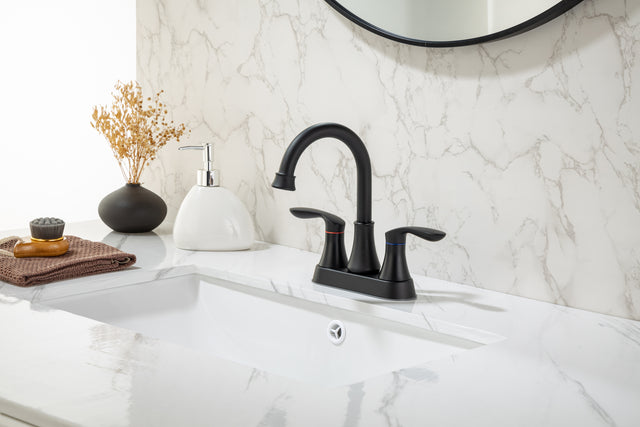 2-Handle Lavatory Faucet Brushed Nickel Bathroom Sink Faucet with Metal Pop-up Drain and Faucet Supply Lines
