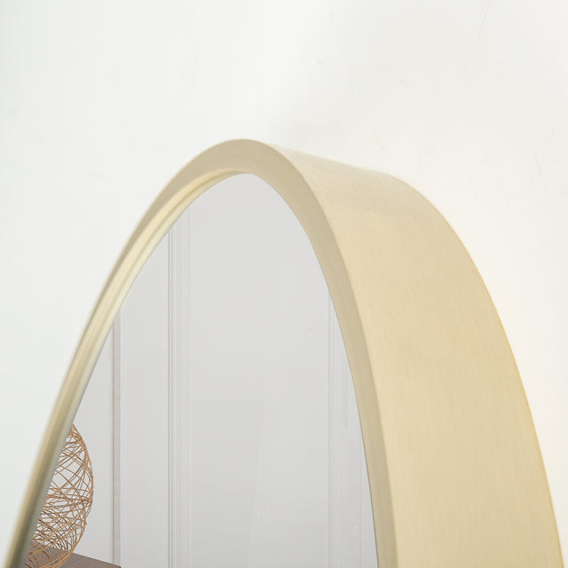Matte Gold Wall Mirror 24” Round Mirror Metal Framed Mirror Circle Wall-Mounted Mirror, Circular Mirror for Bathroom Wall Decor Living Room