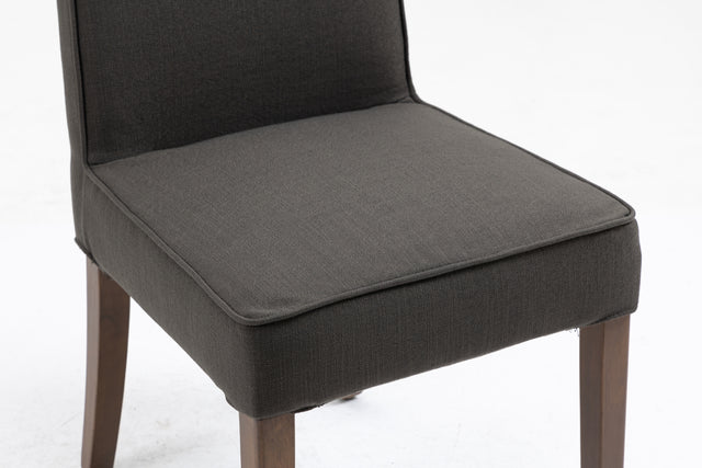 Cover Removable Interchangeable and Washable Gray Linen Upholstered Parsons Chair with Solid Wood Legs 2 PCS