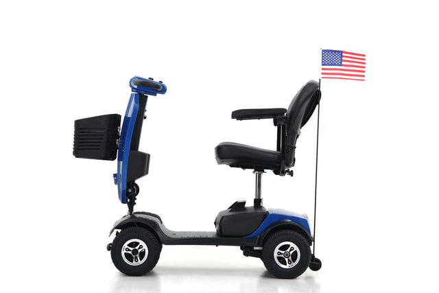 W429S00033 PATRIOT BLUE Outdoor compact mobility scooter with windshield